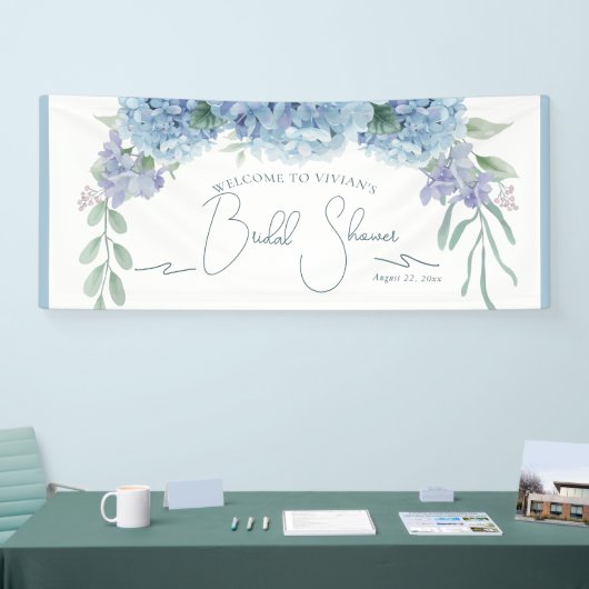 Elegant Stoffig Blauw Bloemen Boeket Vrijgezellenf Spandoek (Beurs)