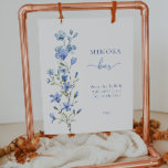 Elegant Stoffig Blauw Bloemen Bruids Mimosa Bar Si Poster<br><div class="desc">Dusty Blue Floral Bridal Mimosa Bar Sign</div>