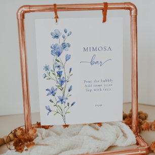 Elegant Stoffig Blauw Bloemen Bruids Mimosa Bar Si Poster