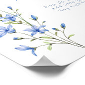 Elegant Stoffig Blauw Bloemen Bruids Mimosa Bar Si Poster (Hoek)