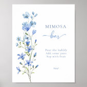 Elegant Stoffig Blauw Bloemen Bruids Mimosa Bar Si Poster (Voorkant)