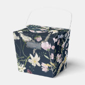 Elegant Stoffig Blauw Bloemen Bruiloft Bedankdoosjes (Voorkant Zijde)