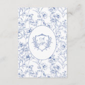 Elegant Stoffig Blauw Bloemen Bruiloft Details Informatiekaartje (Achterkant)