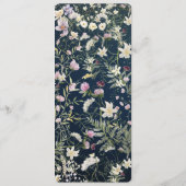  Elegant Stoffig Blauw Bloemen Bruiloft Menu (Achterkant)