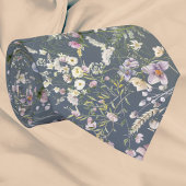  Elegant Stoffig Blauw Bloemen Bruiloft Necktie Stropdas