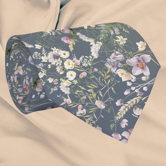  Elegant Stoffig Blauw Bloemen Bruiloft Necktie Stropdas