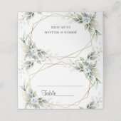 Elegant Stoffig Blauw Bloemen Groen Trouwtafel Plaatskaartje (Buitenkant ongevouwen)