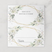 Elegant Stoffig Blauw Bloemen Groen Trouwtafel Plaatskaartje (Buitenkant ongevouwen)