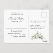 Elegant Stoffig Blauw Bloemen Groen Waterverf RSVP Briefkaart (Achterkant)
