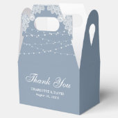 Elegant Stoffig Blauw Bloemen Kant Lights Bruiloft Bedankdoosjes (Geopend)