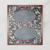  Elegant Stoffig Blauw Bloemen Plaats Kaart Plaatskaartje (Buitenkant ongevouwen)