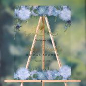 Elegant Stoffig Blauw Bloemen Victoriaans Vrijgeze Acryl Bord (Neutraal)