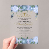 Elegant Stoffig Blauw Bloemen Victoriaans Vrijgeze Acryl Uitnodigingen (Insitu (Draagbaar))