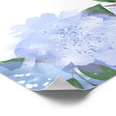 Elegant Stoffig Blauw Bloemen Victoriaans Vrijgeze Poster (Hoek)