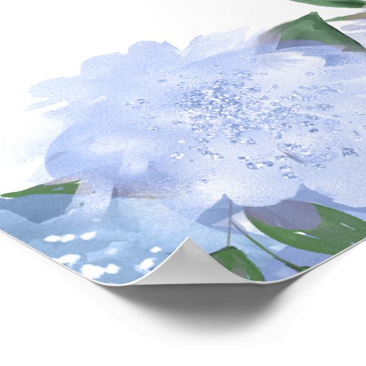 Elegant Stoffig Blauw Bloemen Victoriaans Vrijgeze Poster (Hoek)