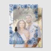 Elegant Stoffig Blauw Bloemen Vlinder Quinceanera Vellum Uitnodigingen (Offset (Koppel))