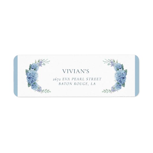 Elegant Stoffig Blauw Bloemen Vrijgezellenfeest Ad Etiket (Voorkant)