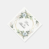 Elegant Stoffig Blauw Bloemengroen Trouwpapier Servet (Hoek)