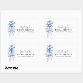 Elegant stoffig blauw bloemenlint boog Vrijgezelle Rechthoekige Sticker (Vel)
