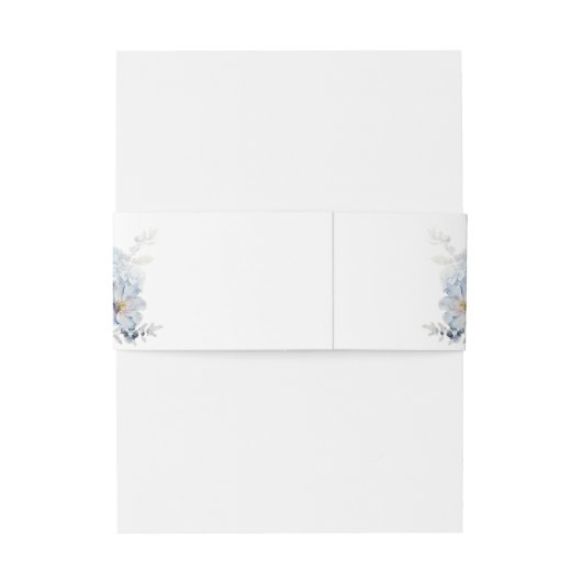 Elegant Stoffig Blauw Bloementuin Bruiloft Uitnodigingen Wikkel (Achterkant Voorbeeld)