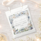 Elegant Stoffig Blauw & Blush Roze Bruiloft Favor Bedankzakje (Geknipt)