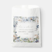 Elegant Stoffig Blauw & Blush Roze Bruiloft Favor Bedankzakje (Voorkant)