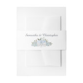 Elegant Stoffig Blauw Boho Chic Bloemen Bruiloft Uitnodigingen Wikkel (Voorkant Voorbeeld)