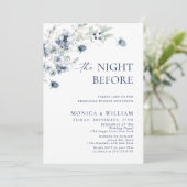 Elegant stoffig blauw Boho Winter repetitie diner Kaart (Staand voorkant)