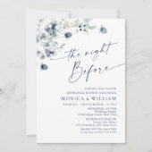 Elegant stoffig blauw Boho Winter repetitie diner Kaart (Voorkant)