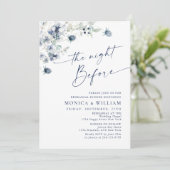 Elegant stoffig blauw Boho Winter repetitie diner Kaart (Staand voorkant)