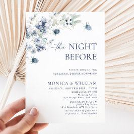 Elegant stoffig blauw Boho Winter repetitie diner Kaart