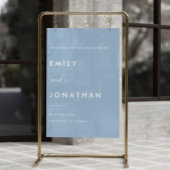 Elegant Stoffig Blauw Bruiloft Welkom Acryl Bord