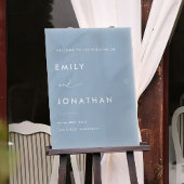 Elegant Stoffig Blauw Bruiloft Welkom Acryl Bord