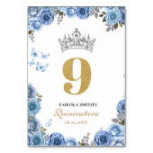 Elegant stoffig blauw en goud quinceanera kaart (Voorkant)