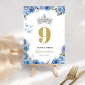 Elegant stoffig blauw en goud quinceanera kaart