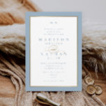 Elegant Stoffig Blauw en Gouden Huwelijk Kaart<br><div class="desc">Deze elegante Dusty Blue en Gold Wedding Invitation is eenvoudig en veelzijdig. Het beschikt over een chique wit en zwart ontwerp met een monogram,  scriptdetails,  eenvoudig gouden lijst en formele bewerkbare tekst. Klik op de knop Bewerken om dit ontwerp aan te passen.</div>