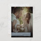 Elegant Stoffig Blauw Foto Banner Bruiloft Bedankkaart (Voorkant / Achterkant)