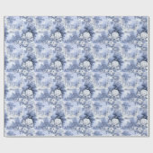 Elegant Stoffig Blauw Frans Rozen Toile Floral Cadeaupapier (Vlak)