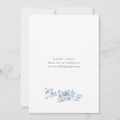 Elegant Stoffig Blauw Frans Tuin Bloemen Bruiloft Kaart (Achterkant)