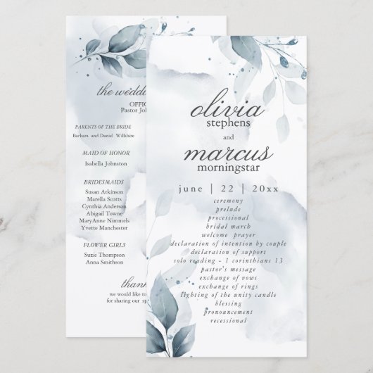 Elegant stoffig blauw gebladerte2 (Voorkant / Achterkant)