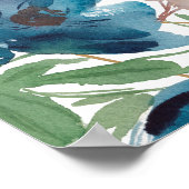 Elegant stoffig blauw goud Bloemen Bruiloft Welkom Poster (Hoek)