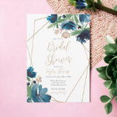 Elegant stoffig blauw goud Bloemen Vrijgezellenfee Kaart