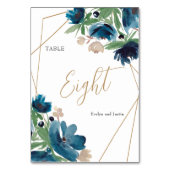 Elegant stoffig blauw goud Bloemen Waterverf Bruil Kaart (Voorkant)