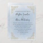 Elegant  stoffig blauw goud kaart (Voorkant / Achterkant)