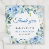 Elegant Stoffig Blauw Goud lijst Bloemen baby show Bedankjes Labels (Achterkant)