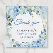 Elegant Stoffig Blauw Goud lijst Bloemen baby show Bedankjes Labels (Voorkant)