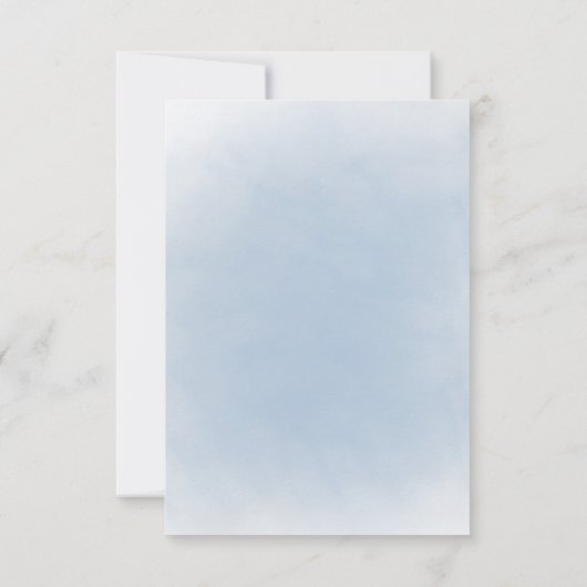 Elegant  stoffig blauw goud RSVP kaartje (Achterkant)