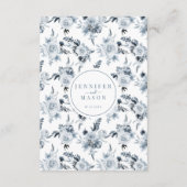 Elegant Stoffig Blauw Grijs Bloemen Bruiloft Detai Informatiekaartje (Achterkant)