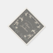 Elegant stoffig blauw grijs en wit bloemenbruiloft servet (Hoek)