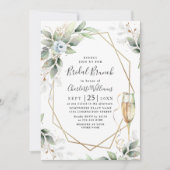 Elegant Stoffig Blauw Groen Bridal Brunch Invitat Kaart (Voorkant)